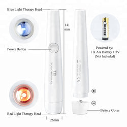 Factory wholesale 2 in 1 Blue Light & Red Light Therapy Acne Treatment Pimple Removal Pen Mini PDT Machine